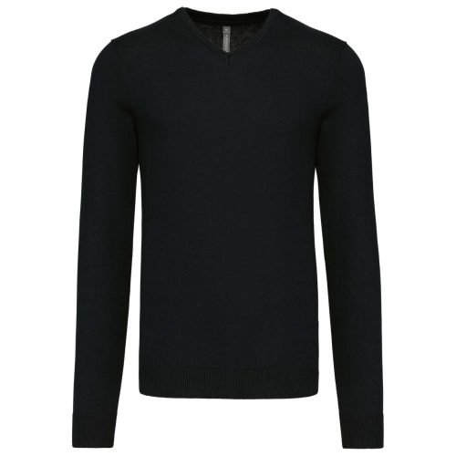 Kariban férfi V-nyakú keskeny szabású pulóver KA965, Black-3XL