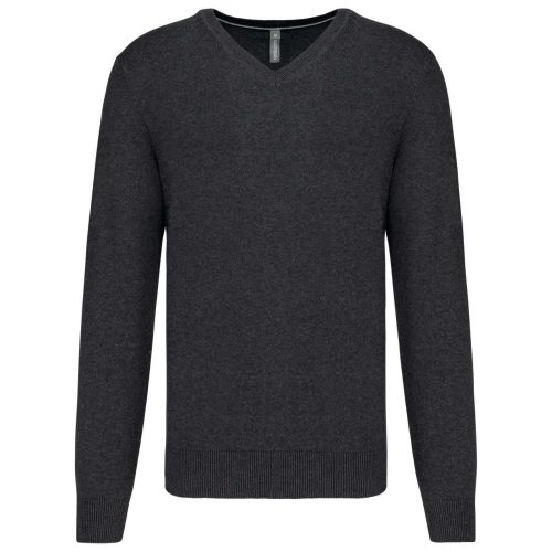 Kariban prémium férfi V-nyakú pulóver KA982, Black Heather-2XL