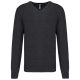 Kariban prémium férfi V-nyakú pulóver KA982, Black Heather-3XL