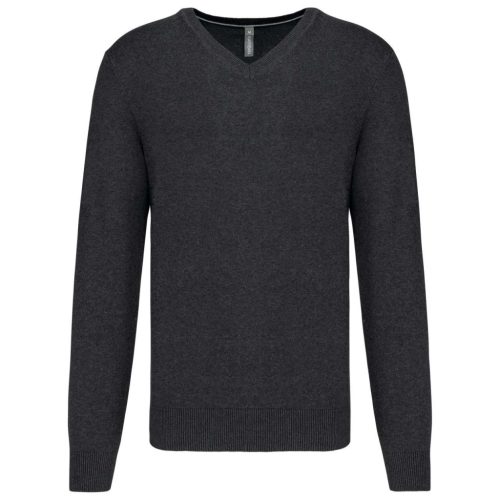 Kariban prémium férfi V-nyakú pulóver KA982, Black Heather-L