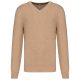 Kariban prémium férfi V-nyakú pulóver KA982, Camel Heather-3XL