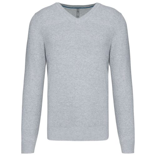 Kariban prémium férfi V-nyakú pulóver KA982, Light Grey Heather-2XL