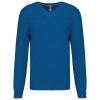 Kariban prémium férfi V-nyakú pulóver KA982, Mykonos Blue Heather-2XL