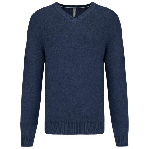 Kariban prémium férfi V-nyakú pulóver KA982, Navy Heather-2XL