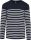 Kariban vállon gombolós csíkos férfi pulóver KA989, Striped Navy/Off White-2XL