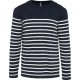 Kariban vállon gombolós csíkos férfi pulóver KA989, Striped Navy/Off White-2XL