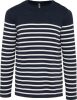 Kariban vállon gombolós csíkos férfi pulóver KA989, Striped Navy/Off White-L