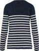 Kariban vállon gombolós csíkos Női pulóver KA990, Striped Navy/Off White-2XL