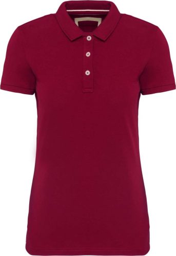 Kariban vintage hatású galléros Női piké póló KV2207, Vintage Dark Red-L