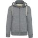 Kariban sherpával bélelt cipzáras kapucnis férfi pulóver KV2312, Slub Grey Heather-XS