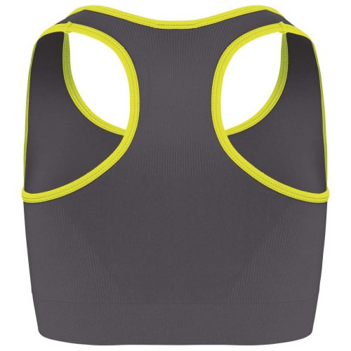 Proact Női sztreccs sporthátu top PA001, Storm Grey/Fluorescent Yellow-XS/S