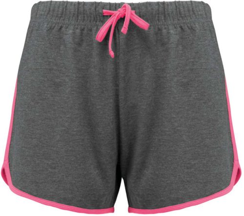 Proact Női sport rövidnadrág PA1021, Grey Heather/Fluorescent Pink-2XL