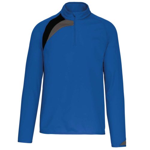 Proact 1/4 cipzáras unisex tréning felső PA328, Sporty Royal Blue/Black/Storm Grey-2XL