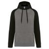 Proact kétszínű raglán ujjú kapucnis pulóver PA369, Grey Heather/Black-XS