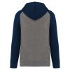 Proact kétszínű raglán ujjú kapucnis pulóver PA369, Grey Heather/Sporty Navy-3XL