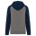 Proact kétszínű raglán ujjú kapucnis pulóver PA369, Grey Heather/Sporty Navy-3XL