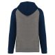 Proact kétszínű raglán ujjú kapucnis pulóver PA369, Grey Heather/Sporty Navy-3XL