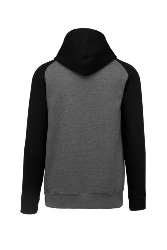 Proact gyerek kapucnis pulóver, kétszínű raglán ujjú PA370, Grey Heather/Black-8/10