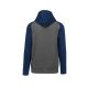 Proact gyerek kapucnis pulóver, kétszínű raglán ujjú PA370, Grey Heather/Sporty Navy-10/12