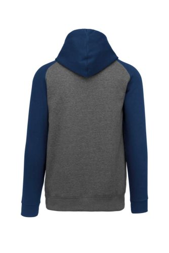 Proact gyerek kapucnis pulóver, kétszínű raglán ujjú PA370, Grey Heather/Sporty Navy-12/14