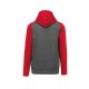 Proact gyerek kapucnis pulóver, kétszínű raglán ujjú PA370, Grey Heather/Sporty Red-6/8