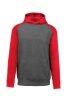 Proact gyerek kapucnis pulóver, kétszínű raglán ujjú PA370, Grey Heather/Sporty Red-6/8