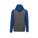 Proact gyerek kapucnis pulóver, kétszínű raglán ujjú PA370, Grey Heather/Sporty Royal Blue-10/12