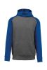 Proact gyerek kapucnis pulóver, kétszínű raglán ujjú PA370, Grey Heather/Sporty Royal Blue-10/12