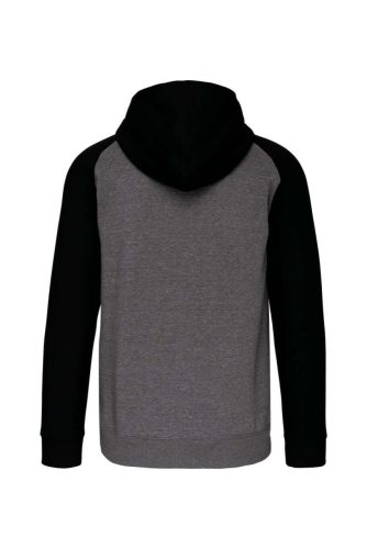 Proact kétszínű cipzáras kapucnis kapucnis pulóver PA380, Grey Heather/Black-L