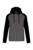 Proact kétszínű cipzáras kapucnis kapucnis pulóver PA380, Grey Heather/Black-M