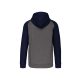 Proact kétszínű cipzáras kapucnis kapucnis pulóver PA380, Grey Heather/Sporty Navy-3XL