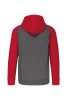 Proact kétszínű cipzáras kapucnis kapucnis pulóver PA380, Grey Heather/Sporty Red-3XL