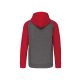 Proact kétszínű cipzáras kapucnis kapucnis pulóver PA380, Grey Heather/Sporty Red-L