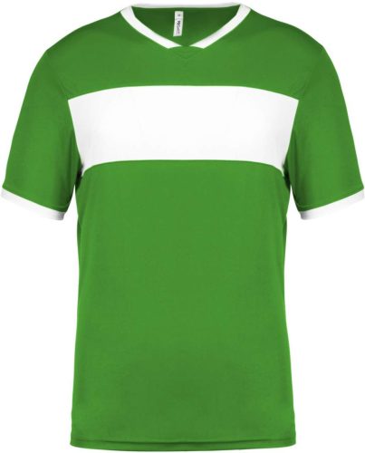 Proact rövid ujjú V-nyakú férfi sportpóló, kontrasztos betéttel PA4000, Green/White-3XL