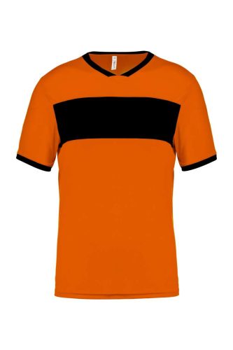 Proact rövid ujjú V-nyakú férfi sportpóló, kontrasztos betéttel PA4000, Orange/Black-3XL