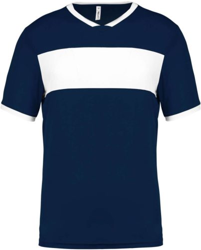 Proact rövid ujjú V-nyakú férfi sportpóló, kontrasztos betéttel PA4000, Sporty Navy/White-XL