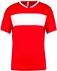 Proact rövid ujjú V-nyakú férfi sportpóló, kontrasztos betéttel PA4000, Sporty Red/White-XL