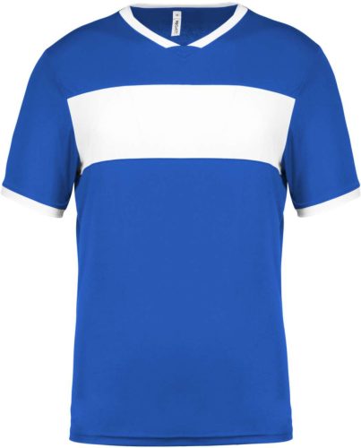 Proact rövid ujjú V-nyakú férfi sportpóló, kontrasztos betéttel PA4000, Sporty Royal Blue/White-2XL