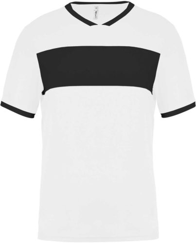 Proact rövid ujjú V-nyakú férfi sportpóló, kontrasztos betéttel PA4000, White/Black-M