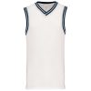 Proact V-nyakú hálós anyagú sporttrikó kontrasztos szélekkel PA4004, White/Navy-2XL