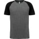 Proact kétszínű raglános rövid ujjú unisex sportpóló PA4010, Grey Heather/Black Heather-2XL