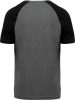 Proact kétszínű raglános rövid ujjú unisex sportpóló PA4010, Grey Heather/Black Heather-2XL