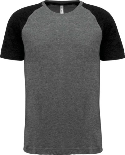 Proact kétszínű raglános rövid ujjú unisex sportpóló PA4010, Grey Heather/Black Heather-3XL