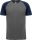 Proact kétszínű raglános rövid ujjú unisex sportpóló PA4010, Grey Heather/Sporty Navy Heather-2XL