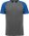 Proact kétszínű raglános rövid ujjú unisex sportpóló PA4010, Grey Heather/Sporty Royal Blue Heather-2XL