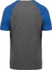 Proact kétszínű raglános rövid ujjú unisex sportpóló PA4010, Grey Heather/Sporty Royal Blue Heather-2XL