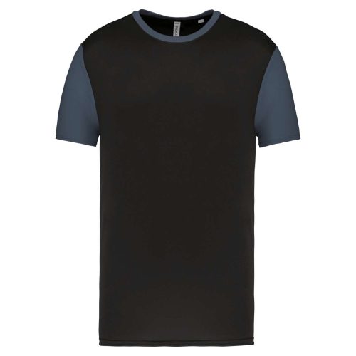 Proact kétszínű rövid ujjú környakas unisex sportpóló PA4023, Black/Sporty Grey-XS