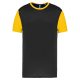 Proact kétszínű rövid ujjú környakas unisex sportpóló PA4023, Black/Sporty Yellow-XS