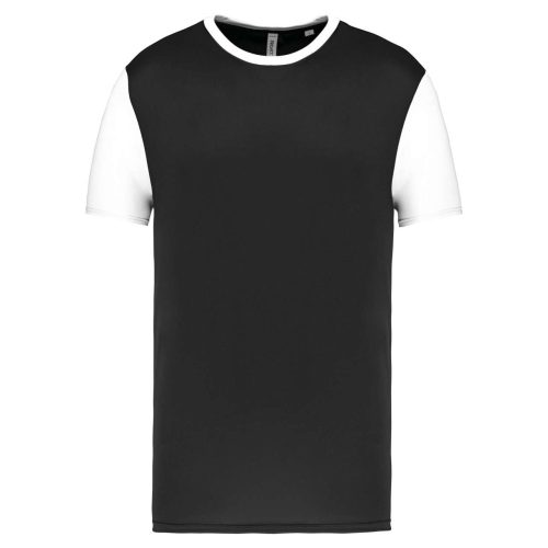 Proact kétszínű rövid ujjú környakas unisex sportpóló PA4023, Black/White-2XL