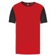 Proact kétszínű rövid ujjú környakas unisex sportpóló PA4023, Sporty Red/Black-3XL